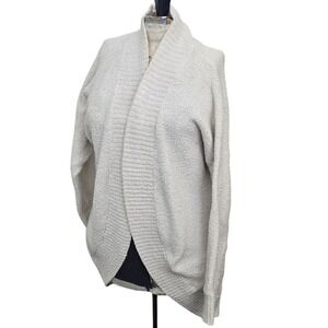 UGG Cardigan Robe Small Cream Fleece Open‎ Front Long Duster Sweater Lounge Knit